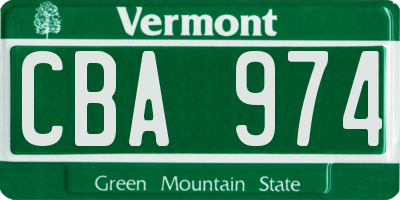 VT license plate CBA974