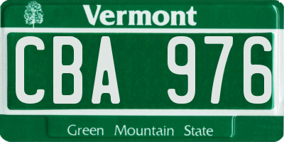 VT license plate CBA976