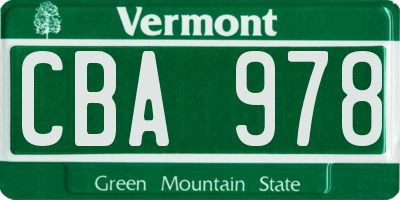VT license plate CBA978