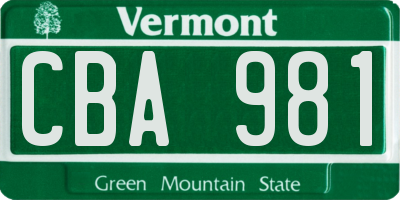 VT license plate CBA981