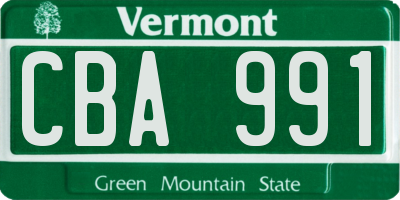 VT license plate CBA991