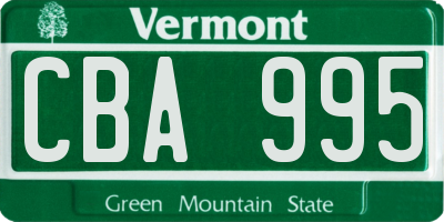 VT license plate CBA995
