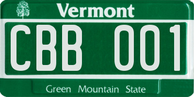 VT license plate CBB001