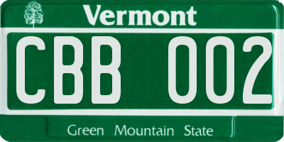 VT license plate CBB002