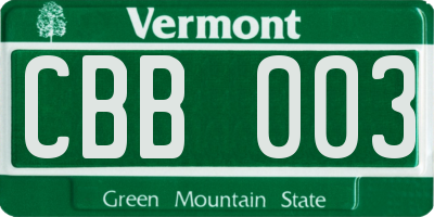 VT license plate CBB003