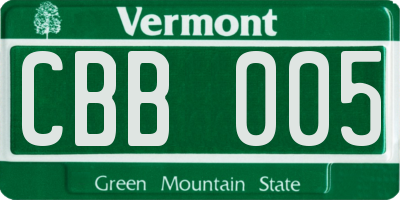 VT license plate CBB005