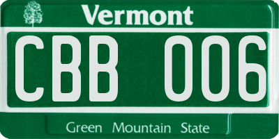 VT license plate CBB006