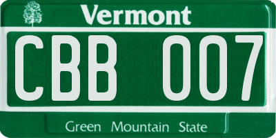 VT license plate CBB007