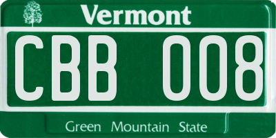 VT license plate CBB008