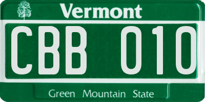 VT license plate CBB010