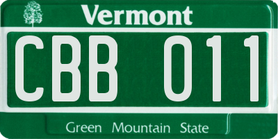 VT license plate CBB011