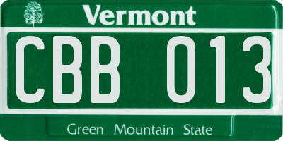 VT license plate CBB013