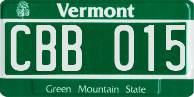 VT license plate CBB015