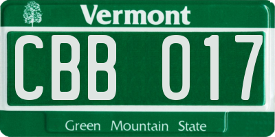 VT license plate CBB017