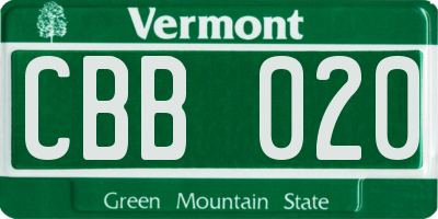 VT license plate CBB020