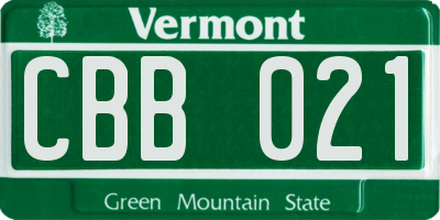 VT license plate CBB021