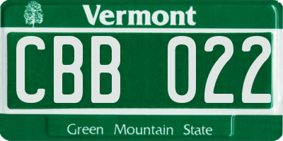 VT license plate CBB022