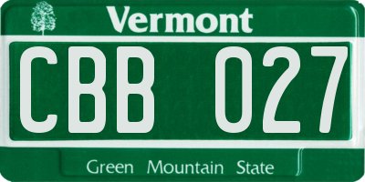 VT license plate CBB027