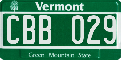 VT license plate CBB029