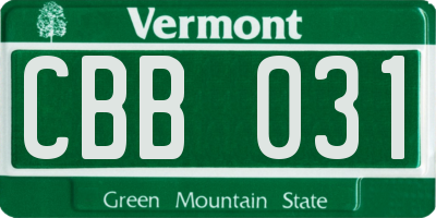 VT license plate CBB031