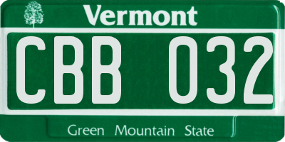 VT license plate CBB032