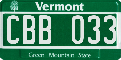 VT license plate CBB033