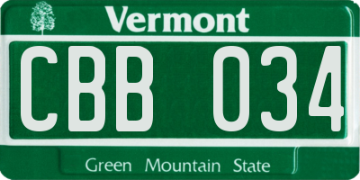 VT license plate CBB034