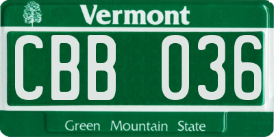VT license plate CBB036