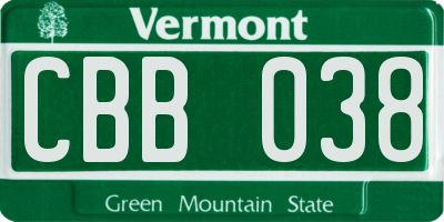 VT license plate CBB038