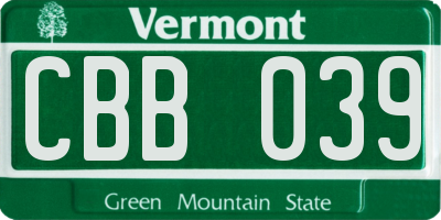 VT license plate CBB039