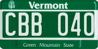 VT license plate CBB040