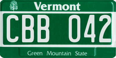 VT license plate CBB042