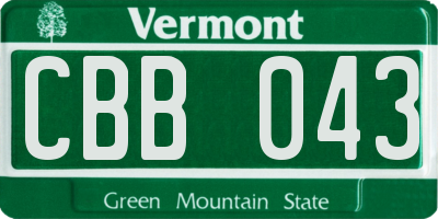 VT license plate CBB043