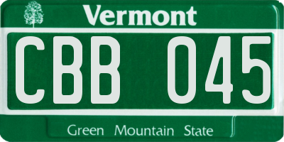 VT license plate CBB045