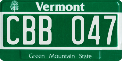 VT license plate CBB047
