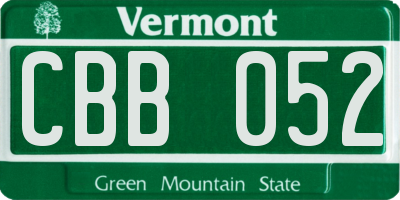 VT license plate CBB052