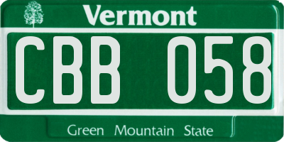 VT license plate CBB058