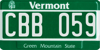 VT license plate CBB059