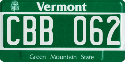 VT license plate CBB062