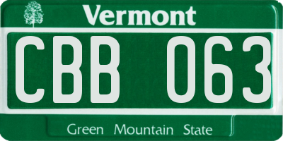 VT license plate CBB063