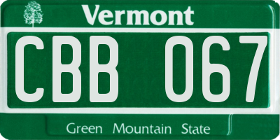 VT license plate CBB067
