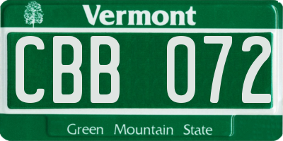VT license plate CBB072