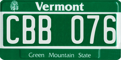 VT license plate CBB076