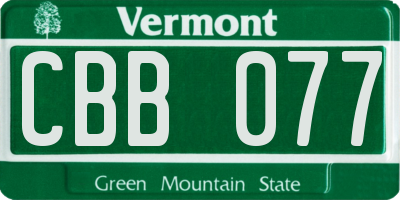 VT license plate CBB077