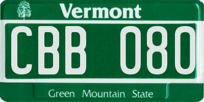 VT license plate CBB080