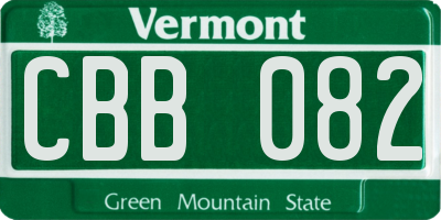 VT license plate CBB082