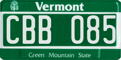 VT license plate CBB085