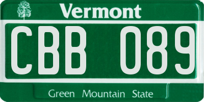 VT license plate CBB089