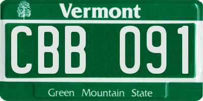 VT license plate CBB091