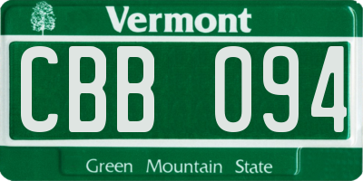 VT license plate CBB094